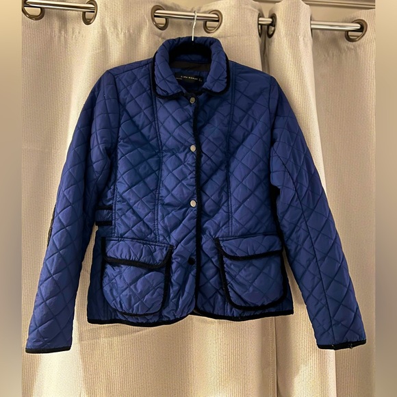 ⭐️ZARA⭐️NAVY W/ BLACK TRIM VINTAGE COAT/JACKET SIZE L BUT FITS MORE LIKE A SMALL - Picture 9 of 16